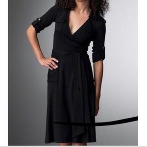 DVF Black Revolutionary Duenne Wrap Dress.  Sz 10